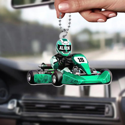 Go Kart Racing Driver Personalized Acrylic Ornament - Custom Christmas Gift Keepsake for Son Dad Racer