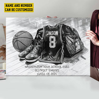 Custom Basketball Team Poster / Canvas - Personalized Senior Class Jersey Wall Art Gift for Players