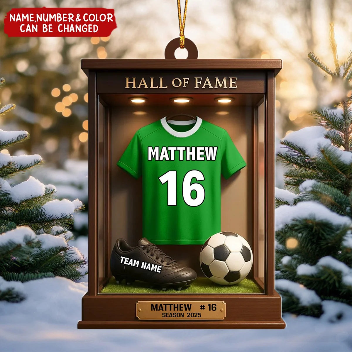 Hall of Fame Soccer Jersey Wooden Ornament - Personalized Christmas Keepsake Gift for Son & Kids