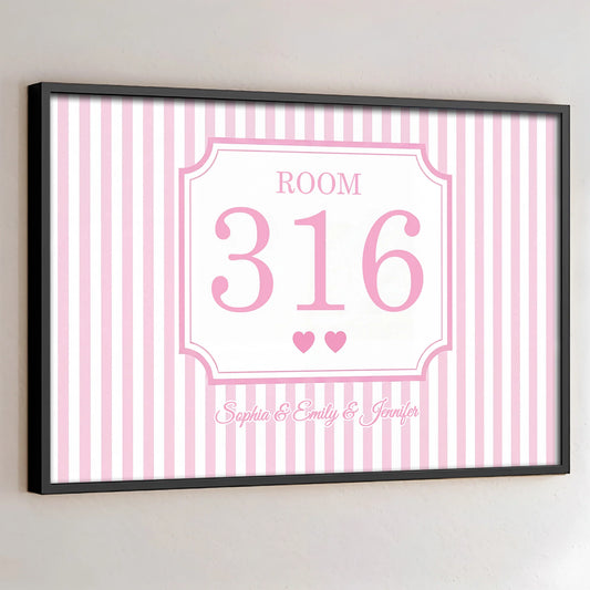Custom Dorm Room Number Poster personalization view for Best Friends