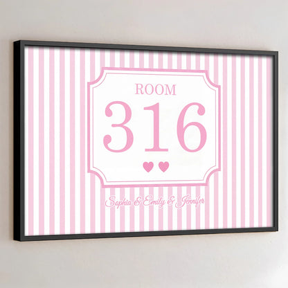 Custom Dorm Room Number Poster personalization view for Best Friends