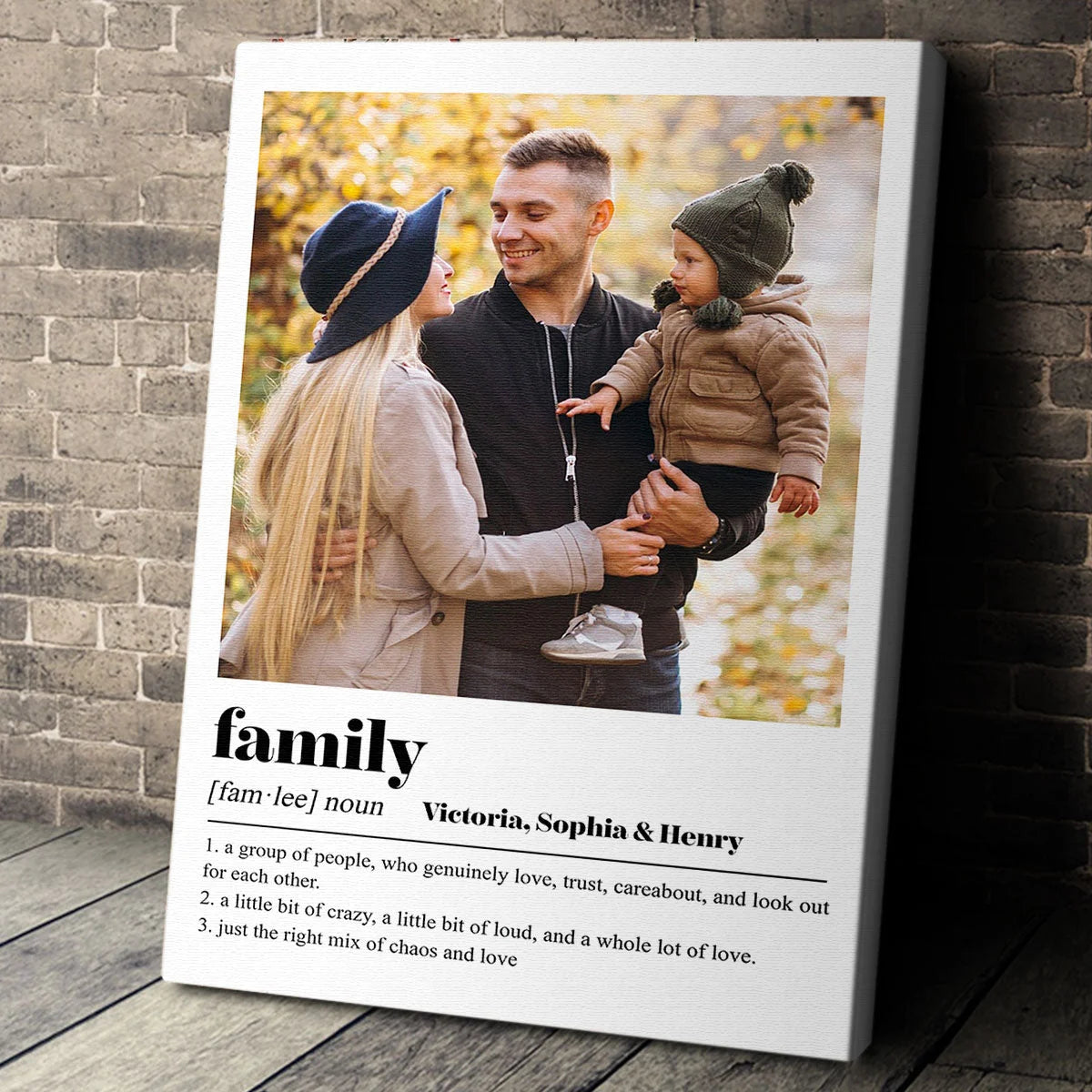 Family Definition Custom Photo Canvas / Poster - Personalized Wall Art Keepsake for Mom and Dad