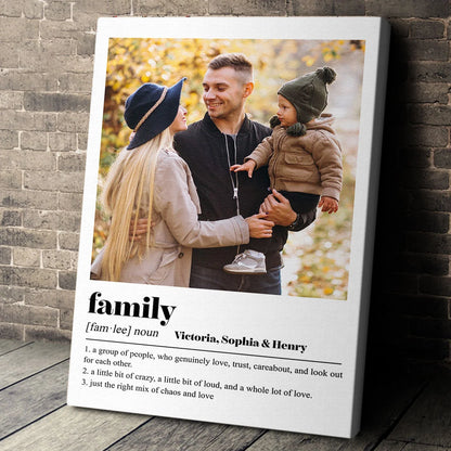 Family Definition Custom Photo Canvas / Poster - Personalized Wall Art Keepsake for Mom and Dad