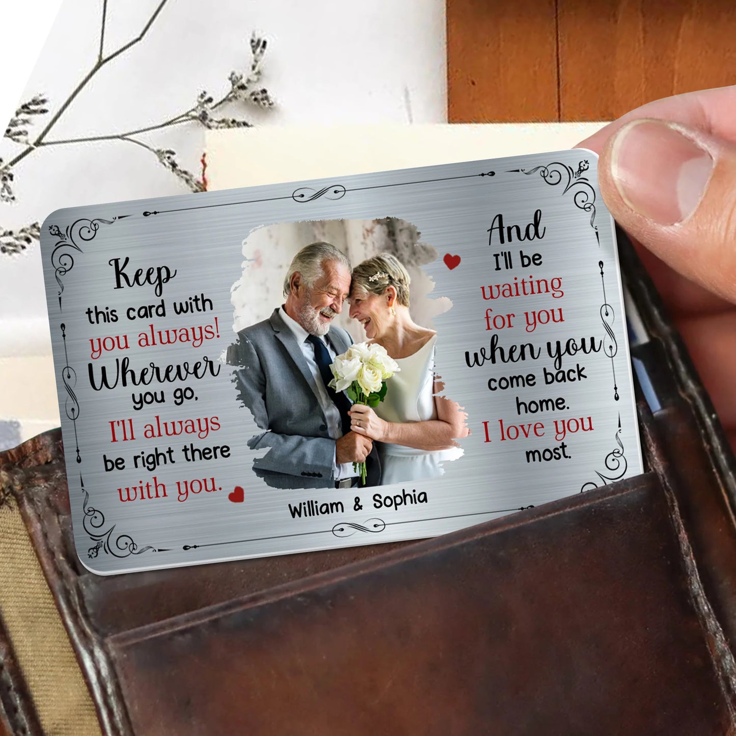 Personalized Wallet Card personalization view for Husband