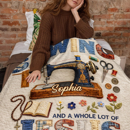 Personalized Sewing And Jesus Blanket personalization view for Mom