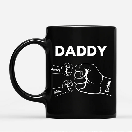Daddy Fist Bump Personalized Ceramic Coffee Mug - Custom Gift for Dad Grandpa
