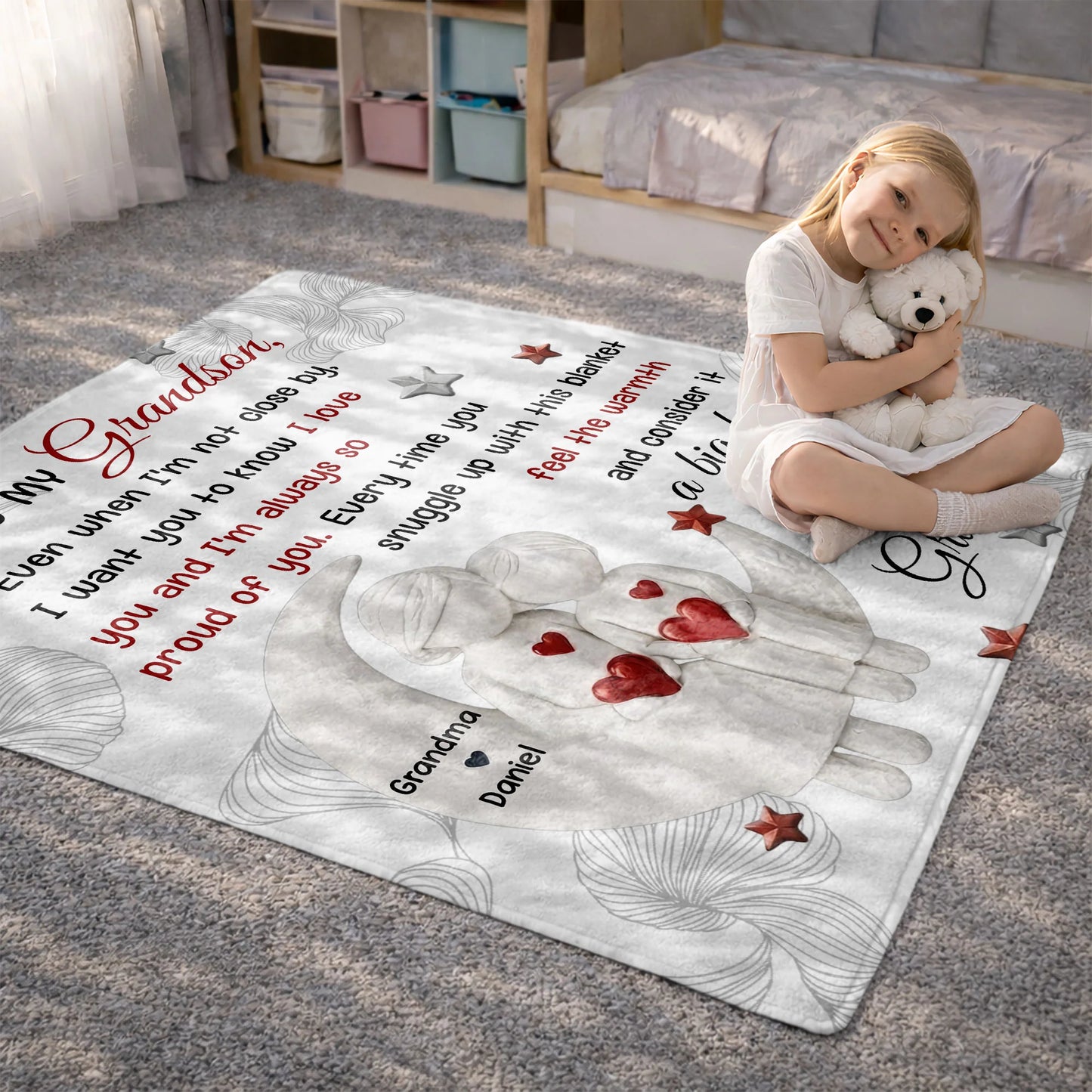 Personalized Grandson Blanket personalization view for Son/Grandson