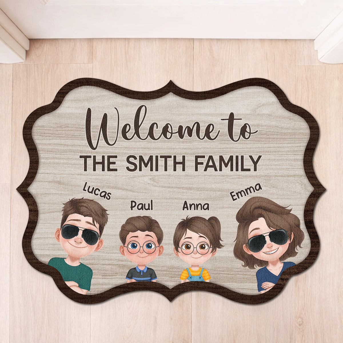 Welcome to The Family Personalized Shaped Doormat - Custom Family Name Welcome Mat for Housewarming