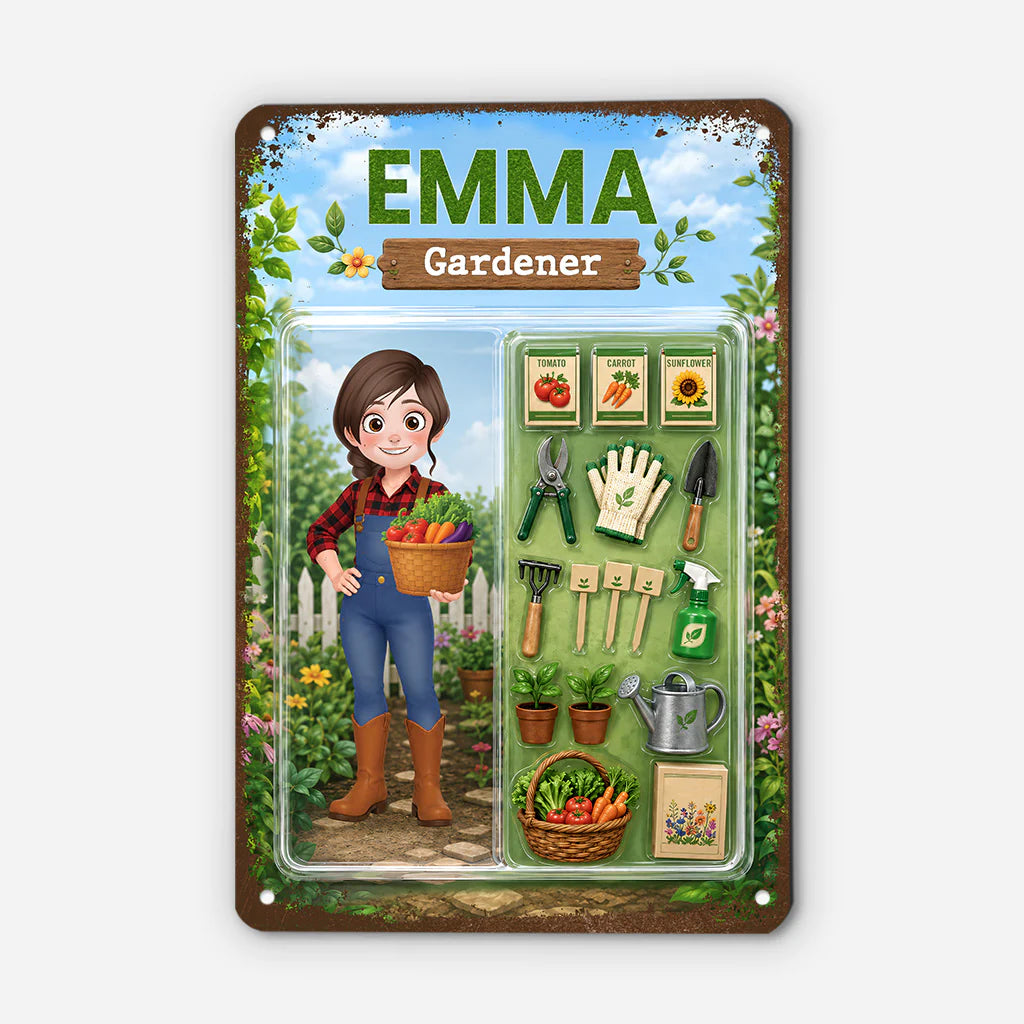 Custom Gardener Metal Sign for Mom with personalized design details for meaningful gifting