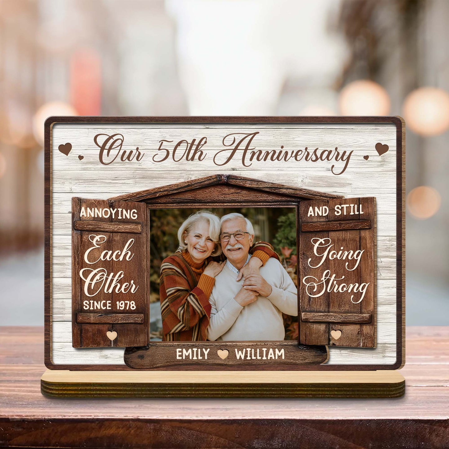 Personalized Anniversary Wood Photo Plaque for Couples with personalized design details for meaningful gifting image 6