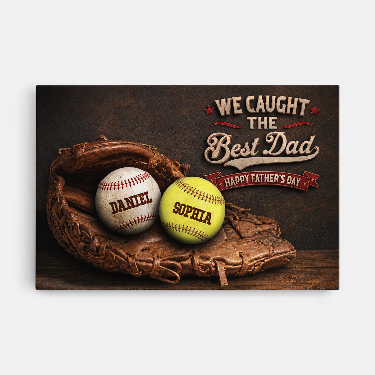 Custom Baseball Wall Art for Dad with personalized design details for meaningful gifting