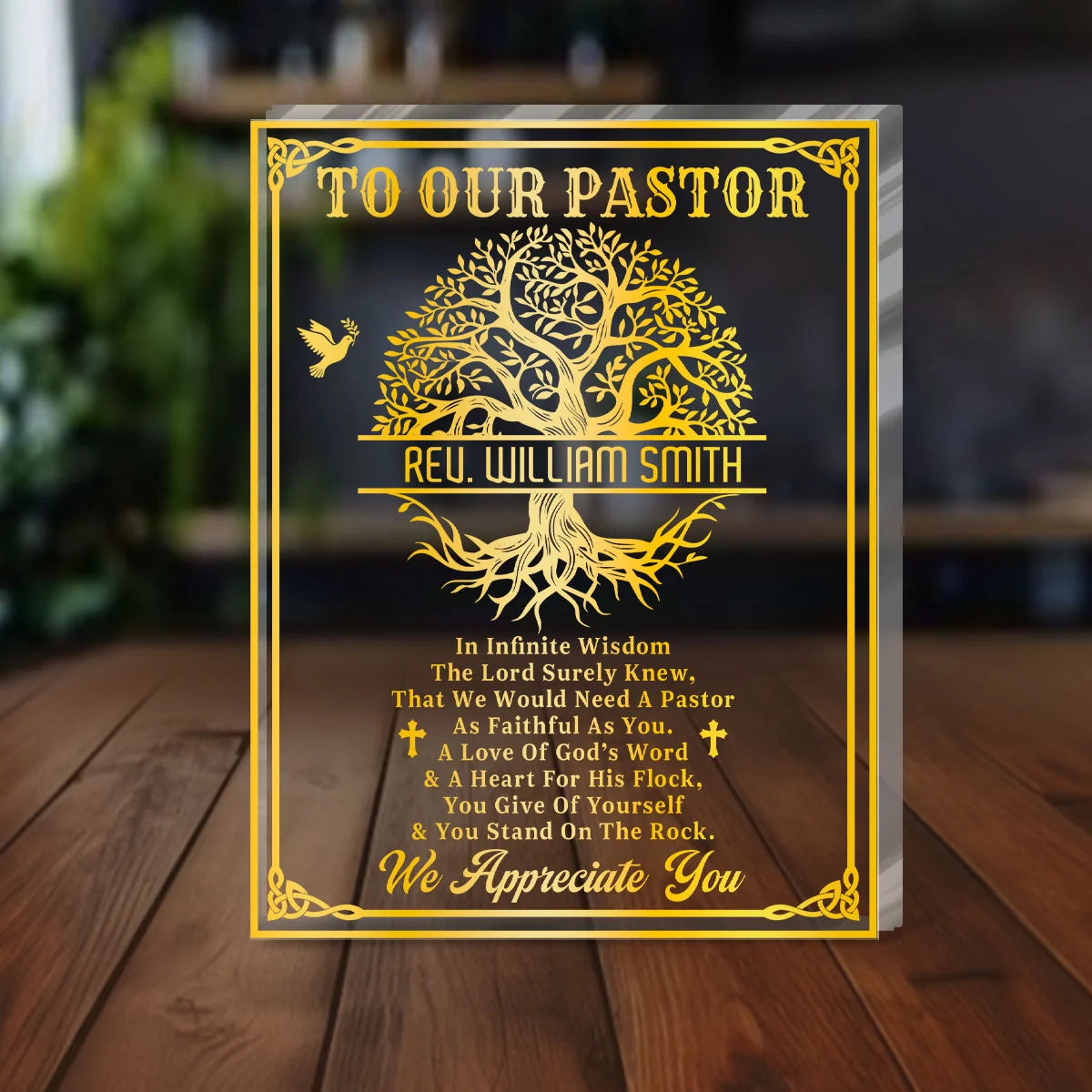 "To Our Pastor Faithful Servant" Personalized Acrylic Plaque - Custom Pastor Appreciation Gift Keepsake