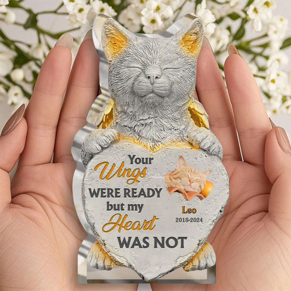 Custom Cat Memorial Acrylic Plaque for Cat Lovers with personalized design details for meaningful gifting