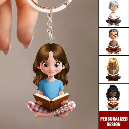 Just A Girl Who Loves Reading Personalized Acrylic Keychain - Custom Gift for Readers