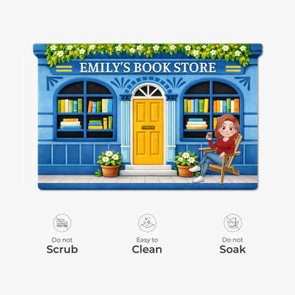 Custom Book Store Shaped Doormat - Personalized Front Door Welcome Mat for Book Lovers