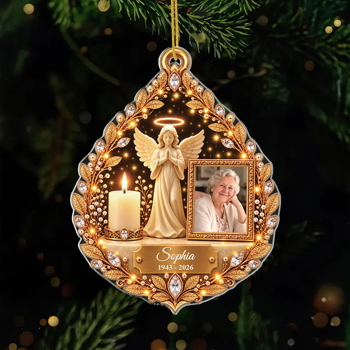 Guardian Angel Personalized Acrylic Ornament - Photo Memorial Keepsake Gift for Family