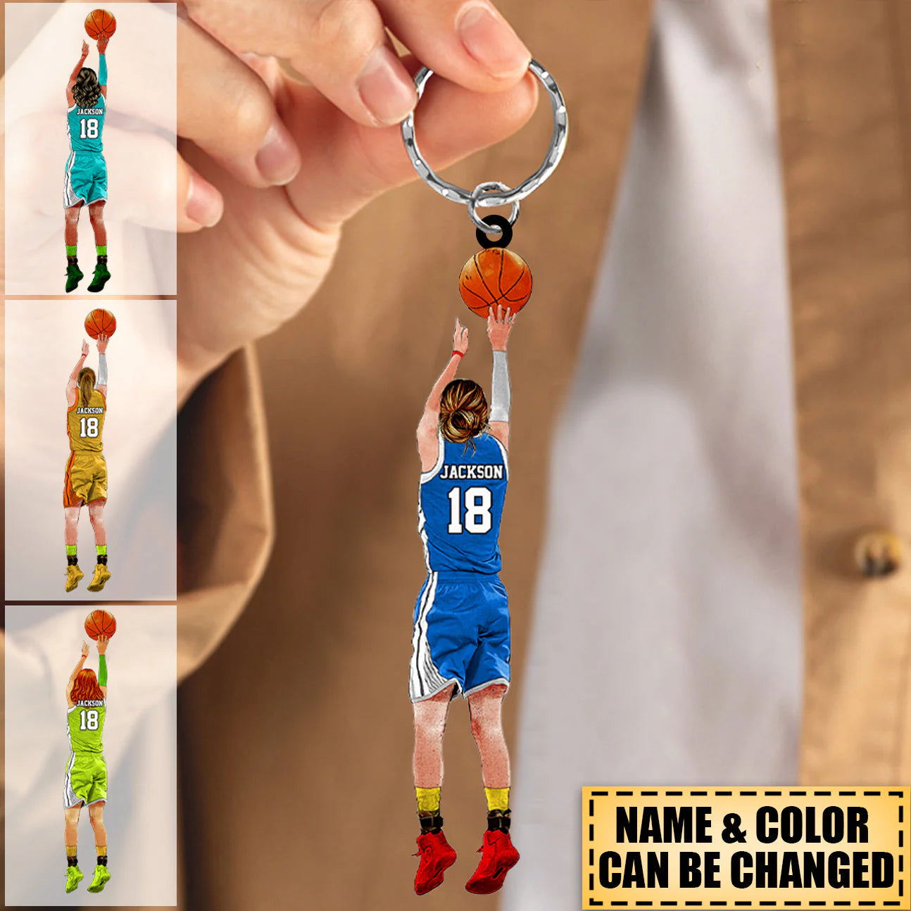 Personalized Basketball Girl Keychain personalization view for Daughter/Granddaughter