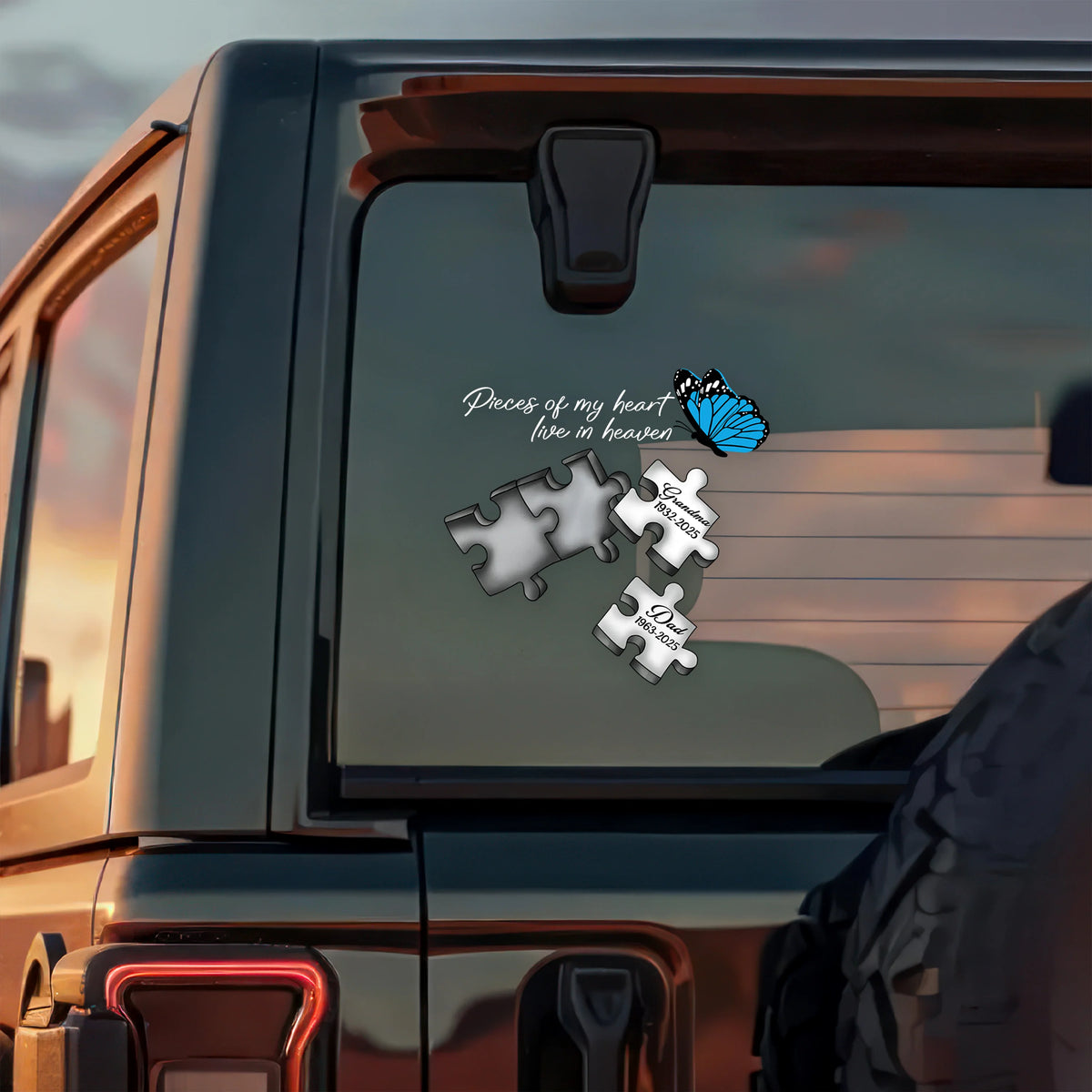 A Piece Of My Heart Lives In Heaven - Personalized Car Window Memorial Decal