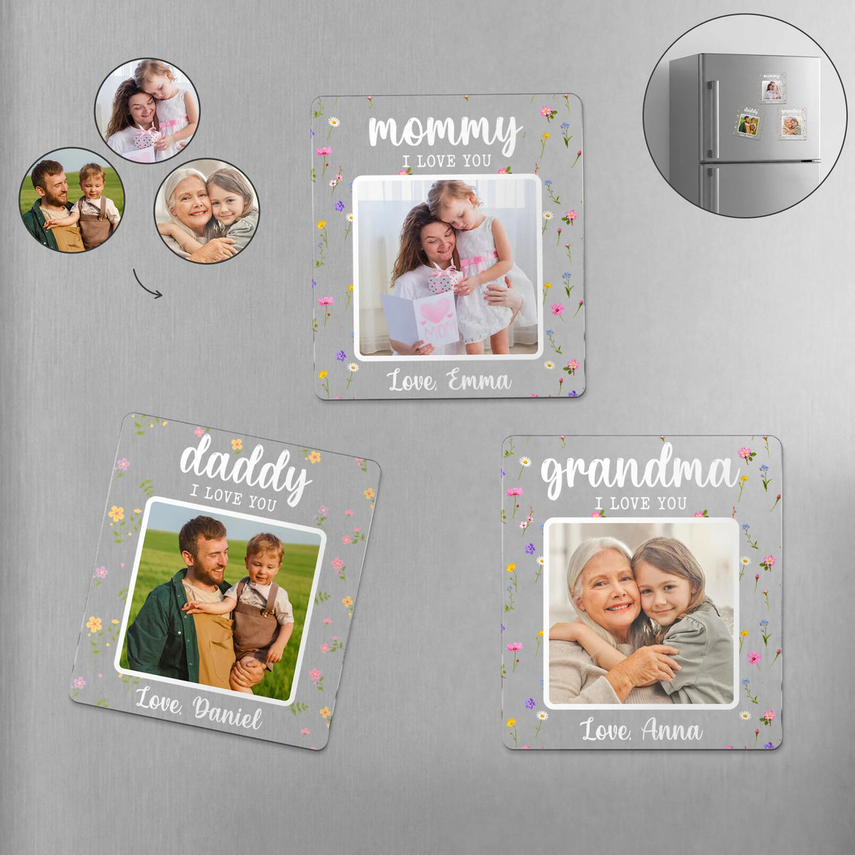 I Love You Custom Photo Acrylic Magnet - Personalized Keepsake Gift for Mom, Dad & Grandma