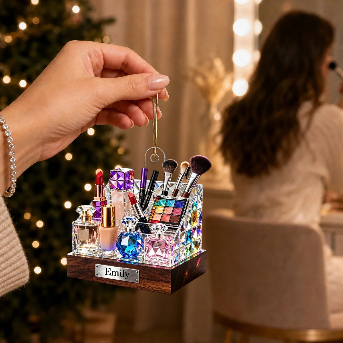 Personalized Cosmetic Display Box Ornament personalization view for Best Friends