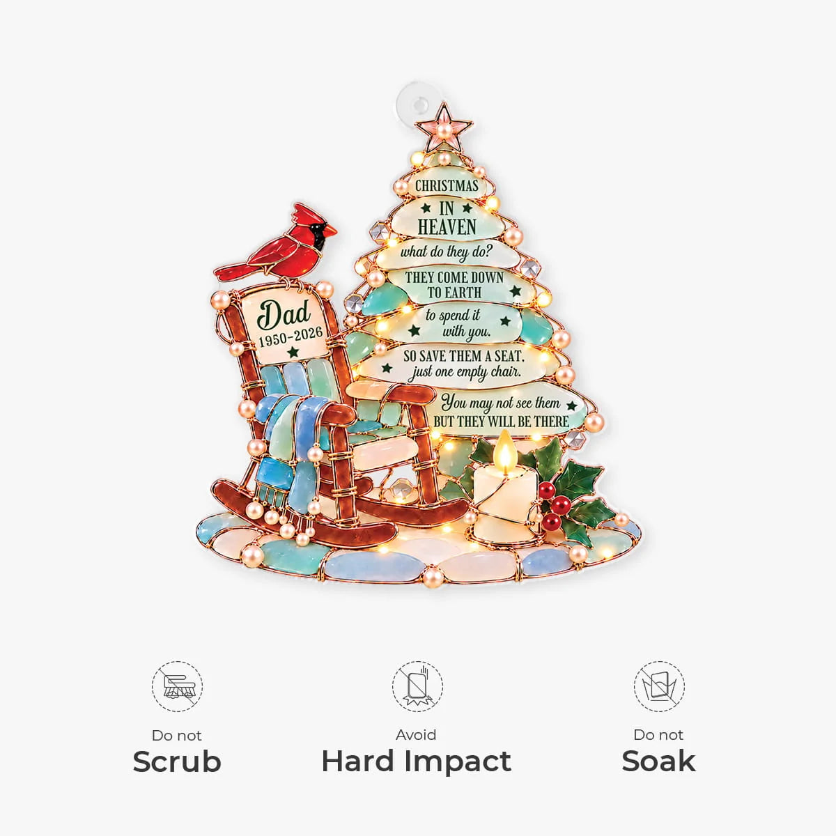 Christmas in Heaven Rocking Chair Personalized Acrylic Ornament - Custom Family Memorial Keepsake Gift