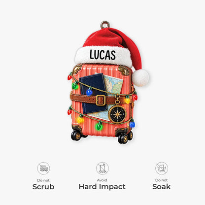 Suitcase Adventure Personalized Travel  Acrylic Ornament - Custom Christmas Keepsake for Family