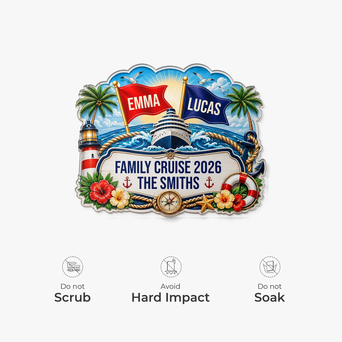 Family Cruise 2026 Personalized Acrylic Magnet - Family Vacation Door Decor