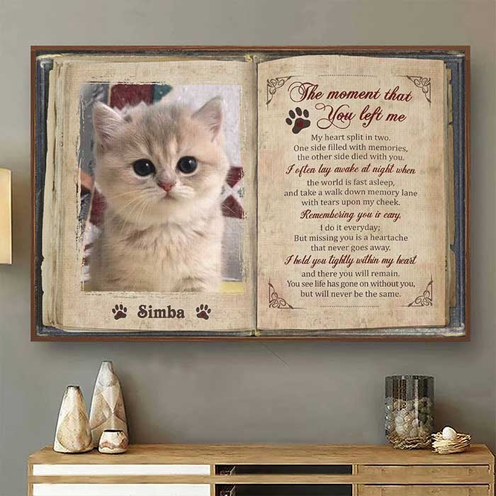 "The Moment That You Left Me" Personalized Pet Memorial Canvas – Sympathy Gift for Dog & Cat Loss