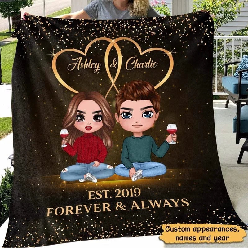 Forever & Always Personalized Couple Blanket - Anniversary Gift for Husband & Wife