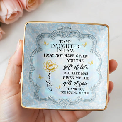 To My Daughter-In-Law, Flowers And Butterflies Beautiful Ceramic Dish
