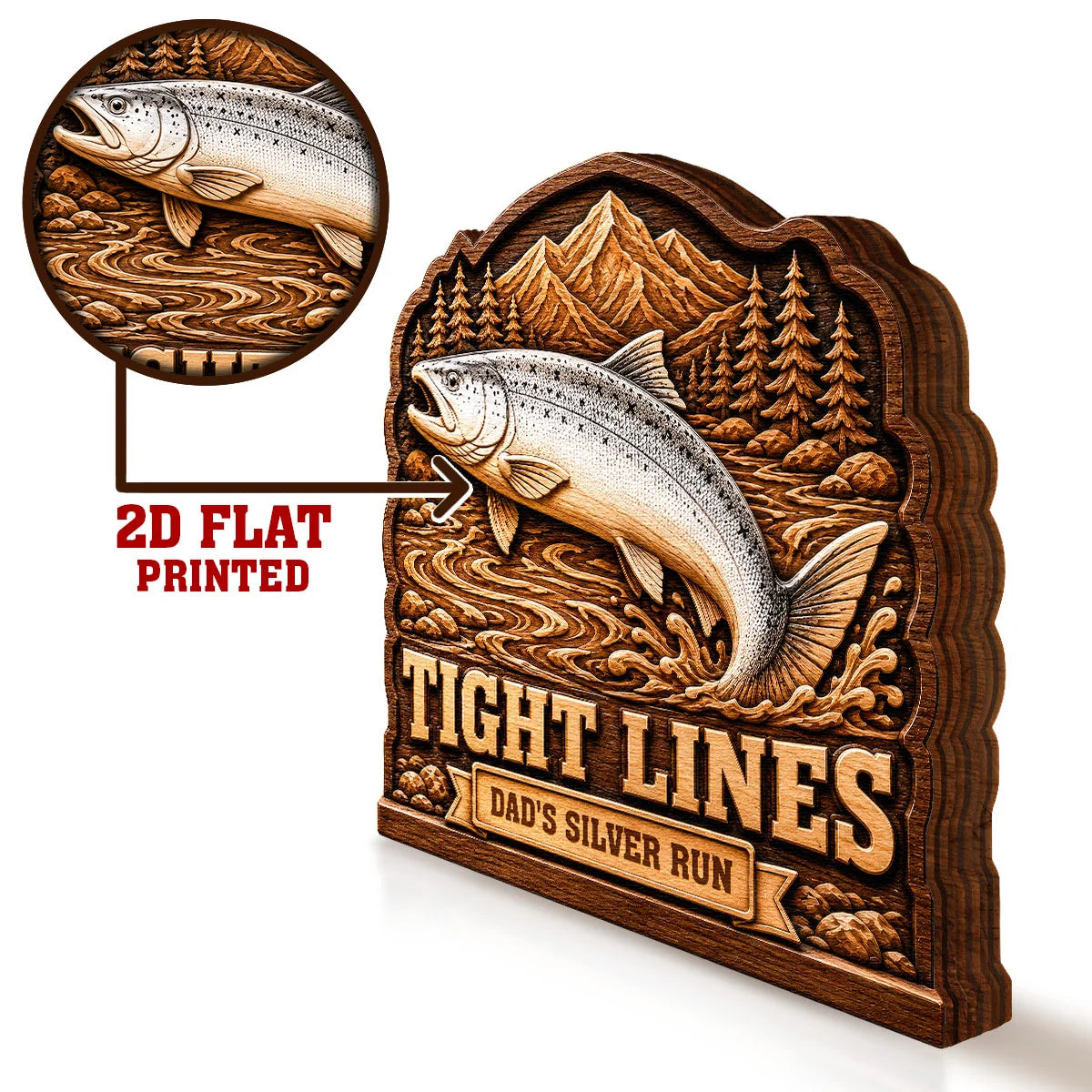 Tight Lines Personalized Wooden Fish Block - Custom Fishing Gift for Anglers