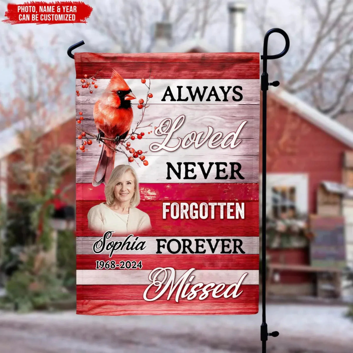 Custom Memorial Garden Flag personalization view for Family