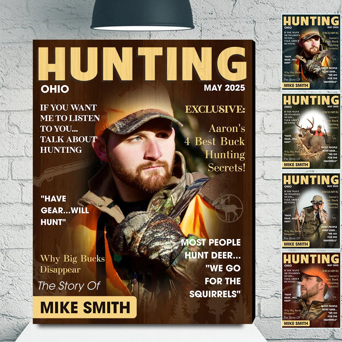 Personalized Hunter Magazine Cover Canvas / Poster - Custom Hunting Photo Wall Art Gift for Him