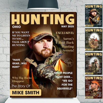 Personalized Hunter Magazine Cover Canvas / Poster - Custom Hunting Photo Wall Art Gift for Him