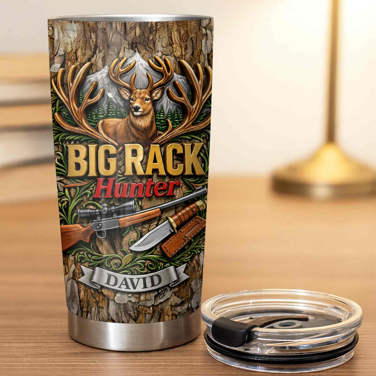 Big Rack Hunter Personalized Deer Hunting Tumbler - Custom Hunting Gift
