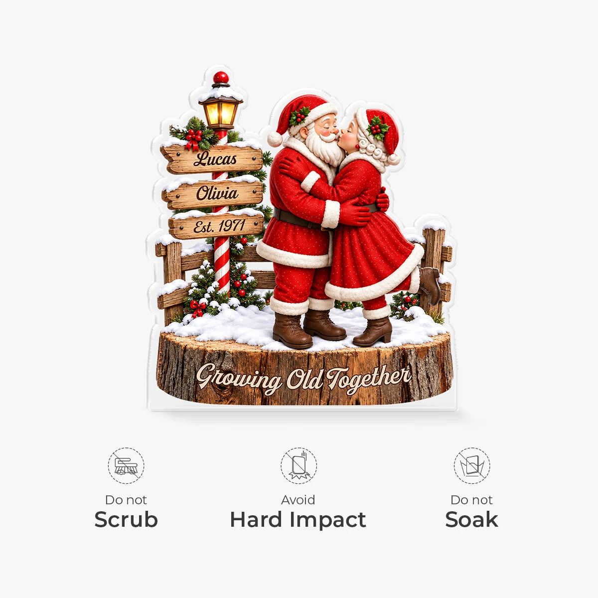 Growing Old Together Personalized Christmas Acrylic Plaque - Custom Santa Couple Keepsake Gift for Wife & Husband