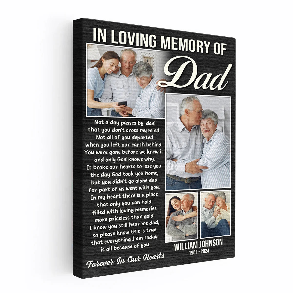 "In Loving Memory Of Dad" Personalized Canvas / Poster - Custom Wall Art Photo Collage Sympathy Gift