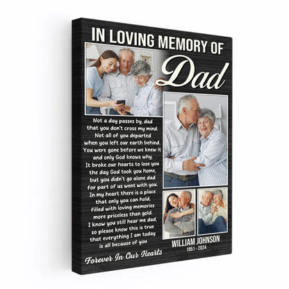 "In Loving Memory Of Dad" Personalized Canvas / Poster - Custom Wall Art Photo Collage Sympathy Gift