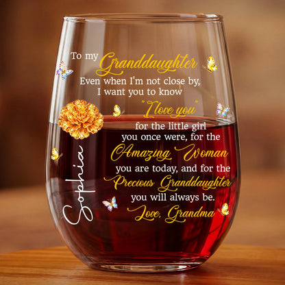 To My Daughter Birth Month Flower Wine Glass - Personalized Keepsake Gift from Mom for Birthday