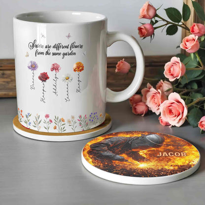 Custom Welder Ceramic Coaster for Dad with personalized design details for meaningful gifting image 6
