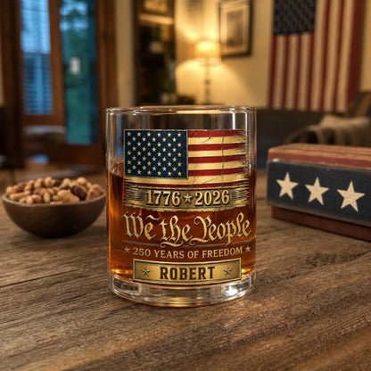 Personalized America 250Th Anniversary Whiskey Glass personalization view for Dad