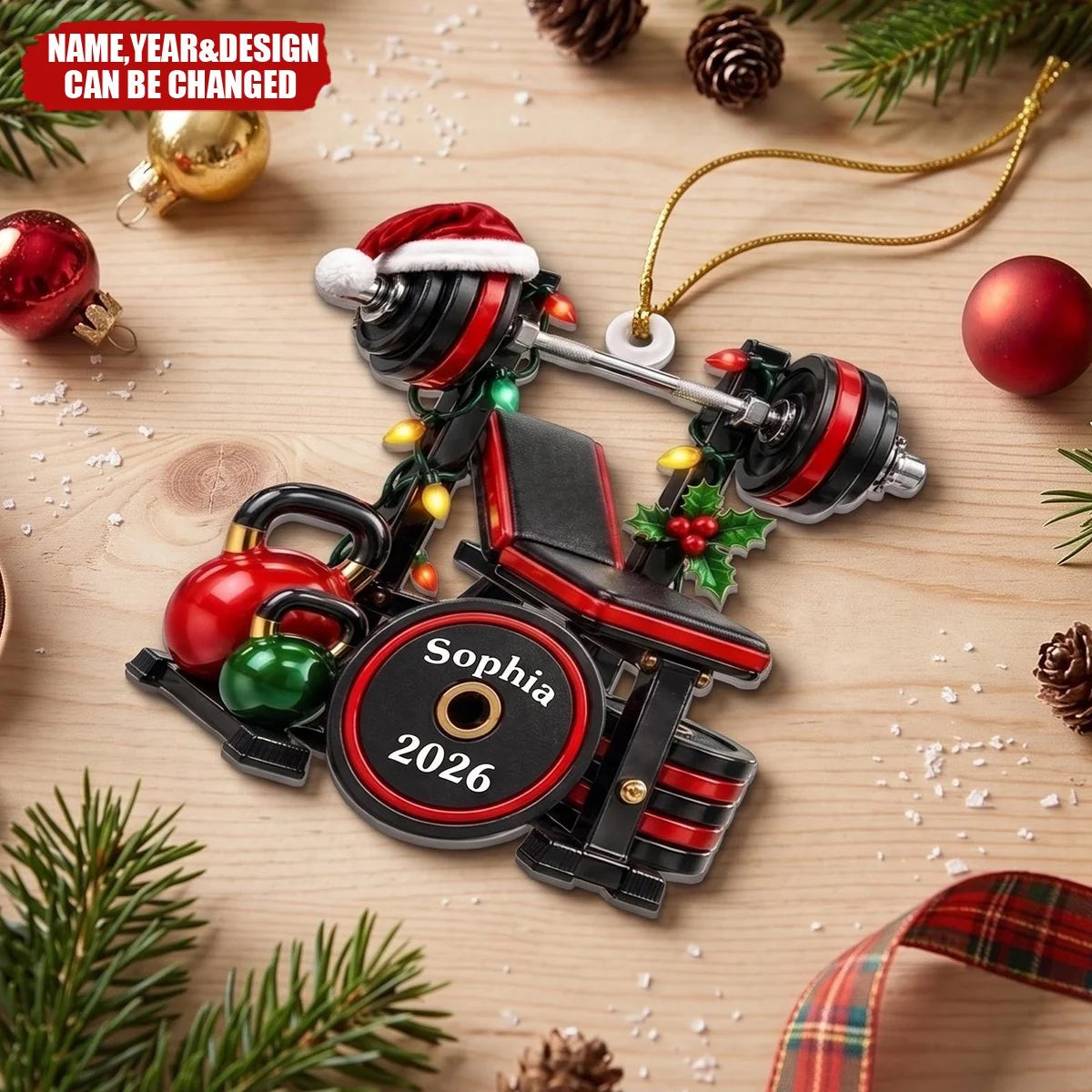 Personalized Gym Christmas Ornament - Custom Fitness Keepsake Gift for Workout Buddy