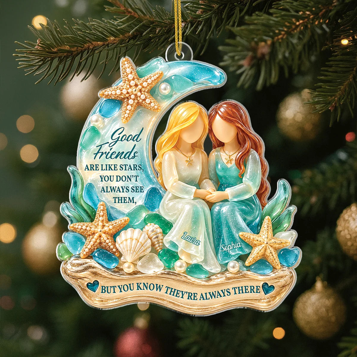 Good Friends Are Like Stars Personalized Acrylic Ornament - Christmas Gift for Best Friends, Sister