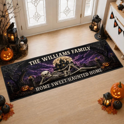 Home Sweet Haunted Home Personalized Runner Rug - Custom Halloween Decor for Family