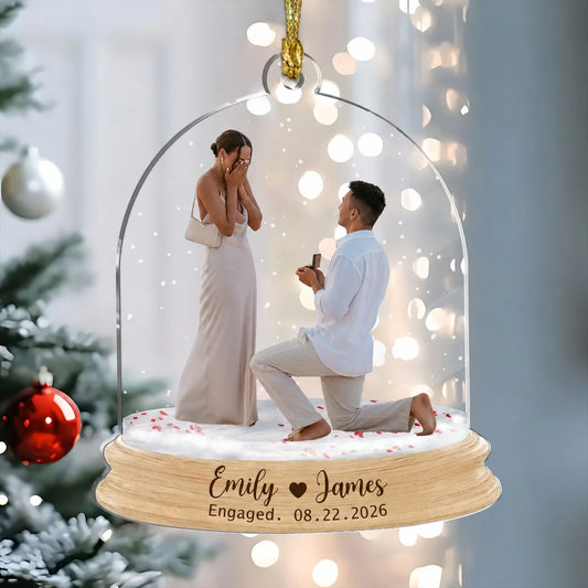 Custom Proposal Photo Acrylic Ornament - Personalized Engagement Keepsake for Couples