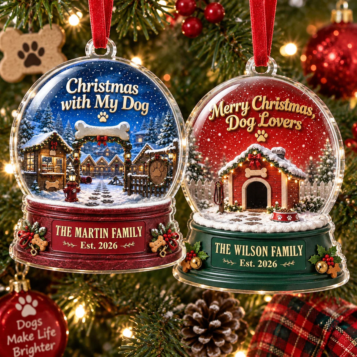 Happy Howlidays Personalized Acrylic Ornament - Christmas Gift for Dog Lovers & Groomers