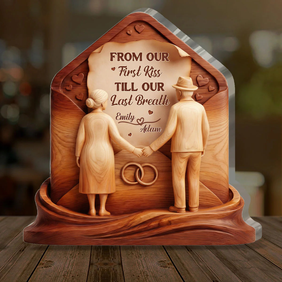 Plaque material and size view - Custom Couples Anniversary Acrylic Plaque