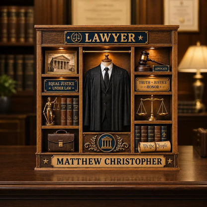 Custom Lawyer Wooden Block - Personalized Law School Graduation Gift for Attorney