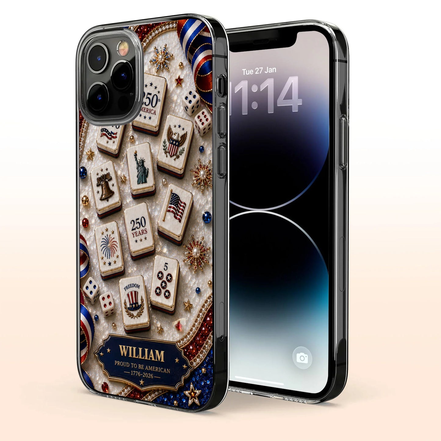 Phone Case material and size view - Personalized Patriotic Clear Phone Case