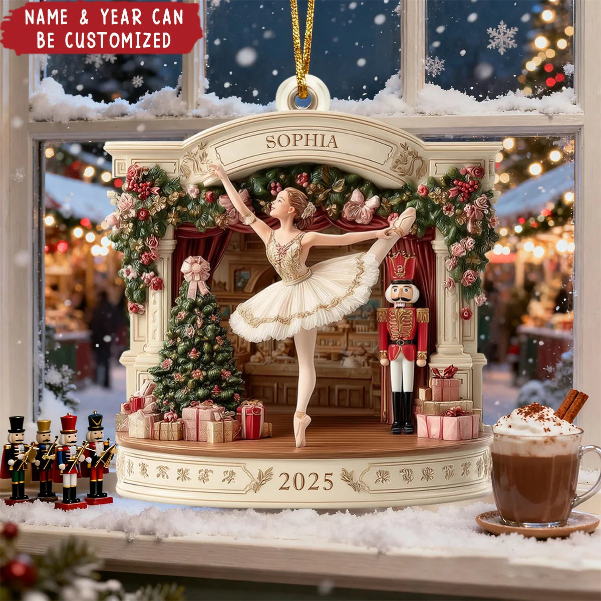 Ballet Stage Nutcracker Personalized Wooden Ornament - Christmas Keepsake for Ballerina Daughter